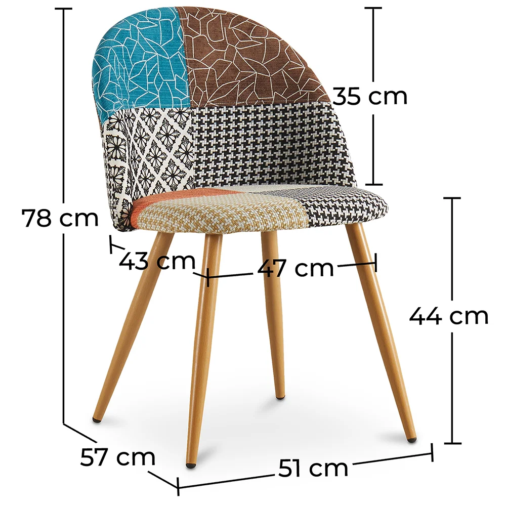 Krzesło do jadalni - tapicerowane w patchworku - styl skandynawski - Patty image 10