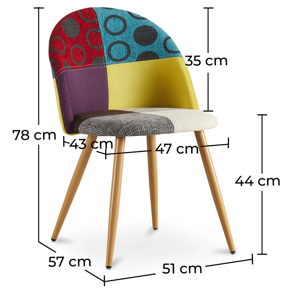 Krzesło do jadalni - tapicerowane w patchworku - styl skandynawski - Ray image 10