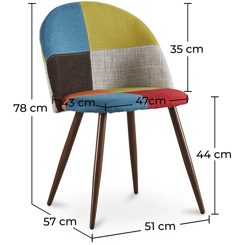 Krzesło do jadalni - tapicerowane w patchworku - styl skandynawski - Simona image 10