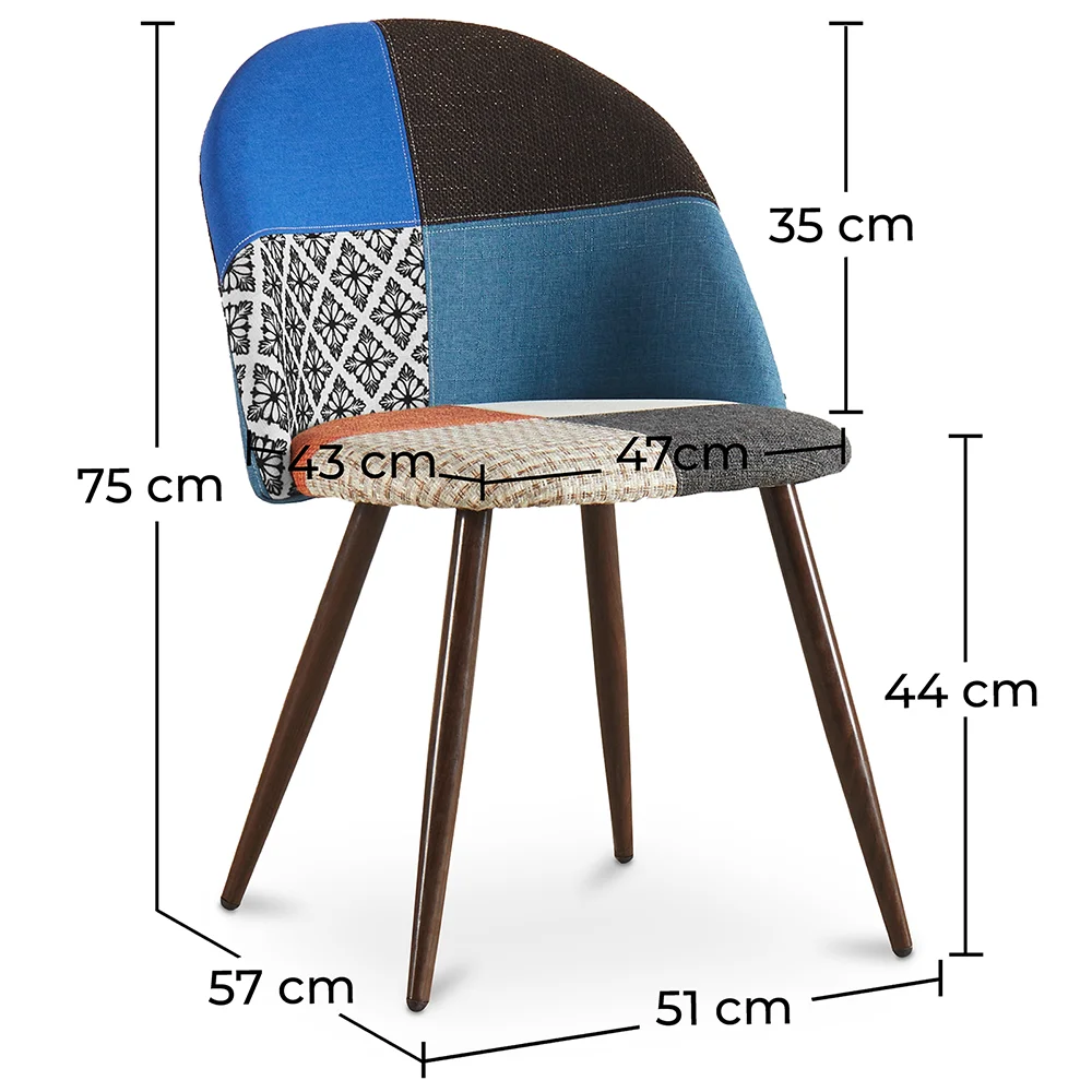 Krzesło do jadalni - tapicerowane w patchworku - styl skandynawski - Pixi image 10