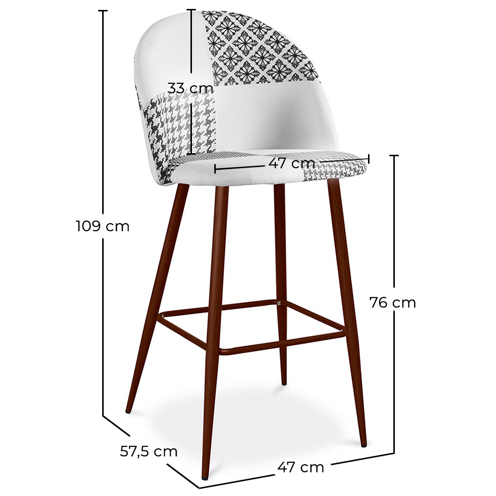 Patchworkowy taboret - styl skandynawski - czarno-biały - Evelyne image 10