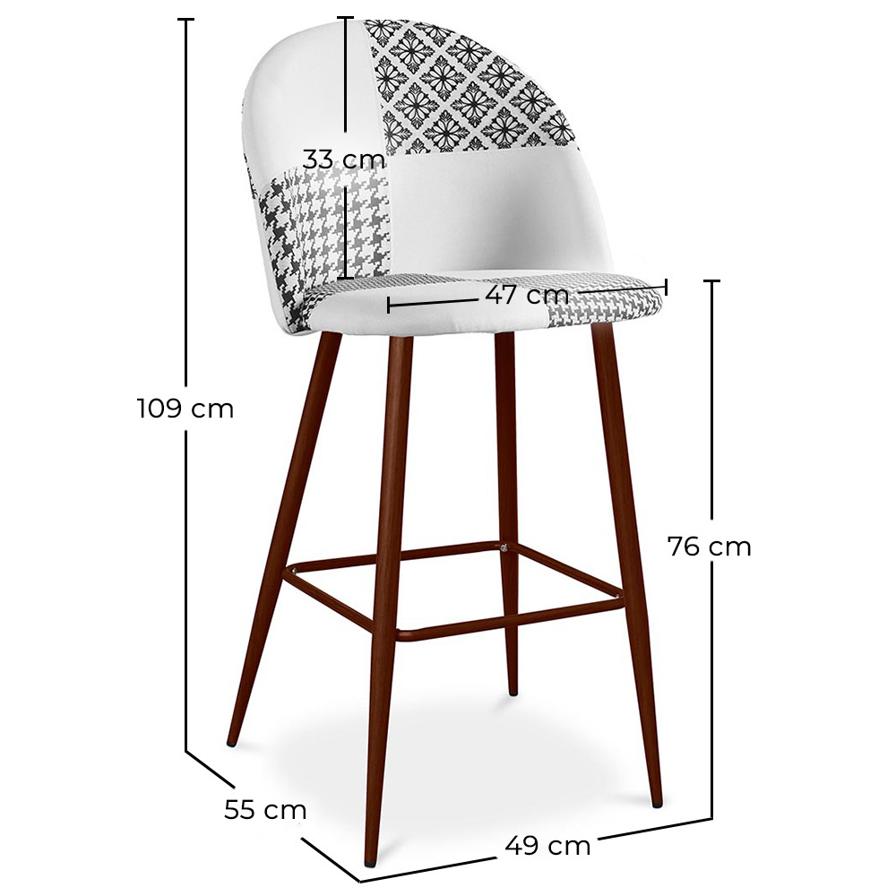 Patchworkowy taboret - styl skandynawski - czarno-biały - Evelyne image 10