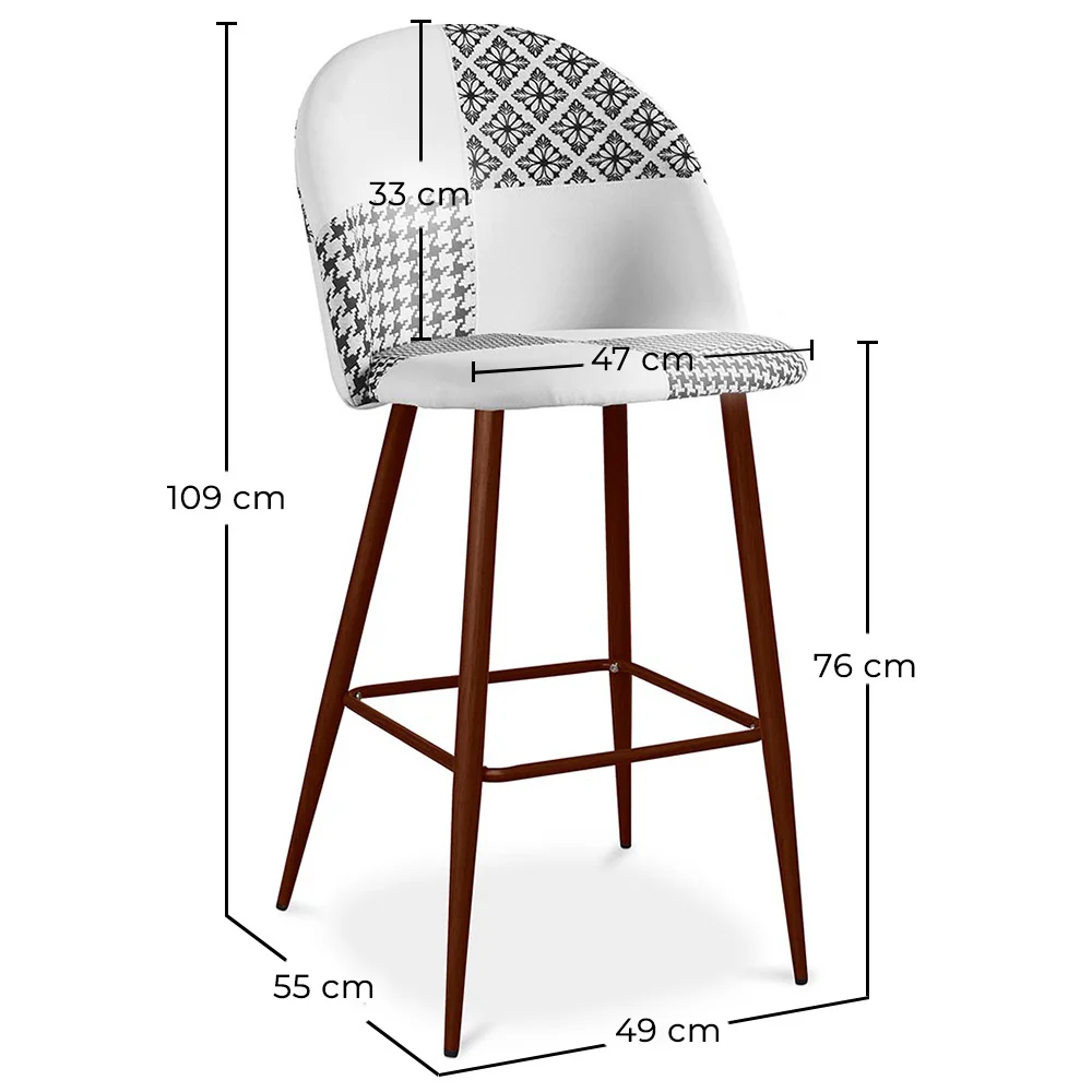 Patchworkowy taboret - styl skandynawski - czarno-biały - Evelyne image 10