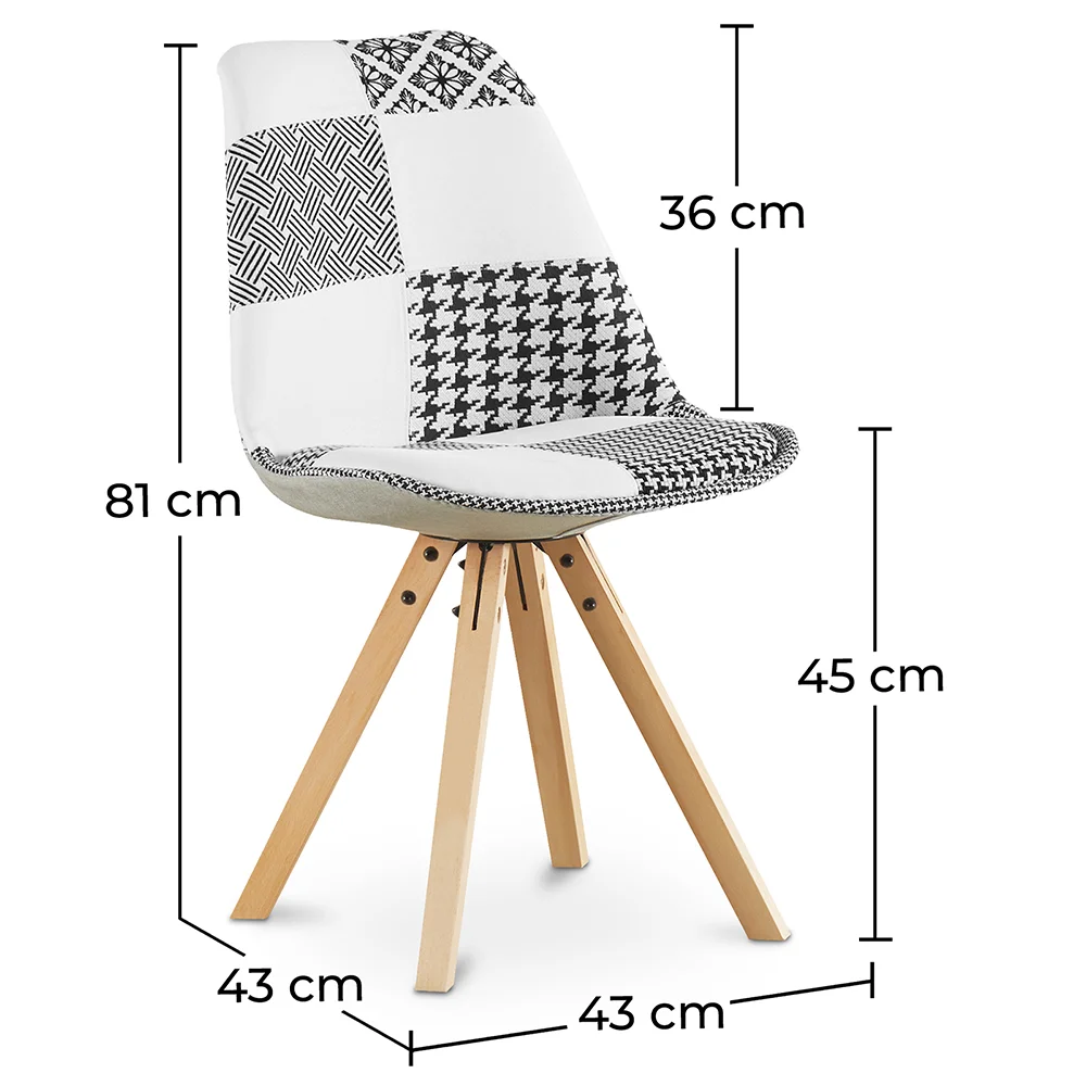 Krzesło do jadalni - tapicerowane w czarno-biały patchwork - Denisse image 10