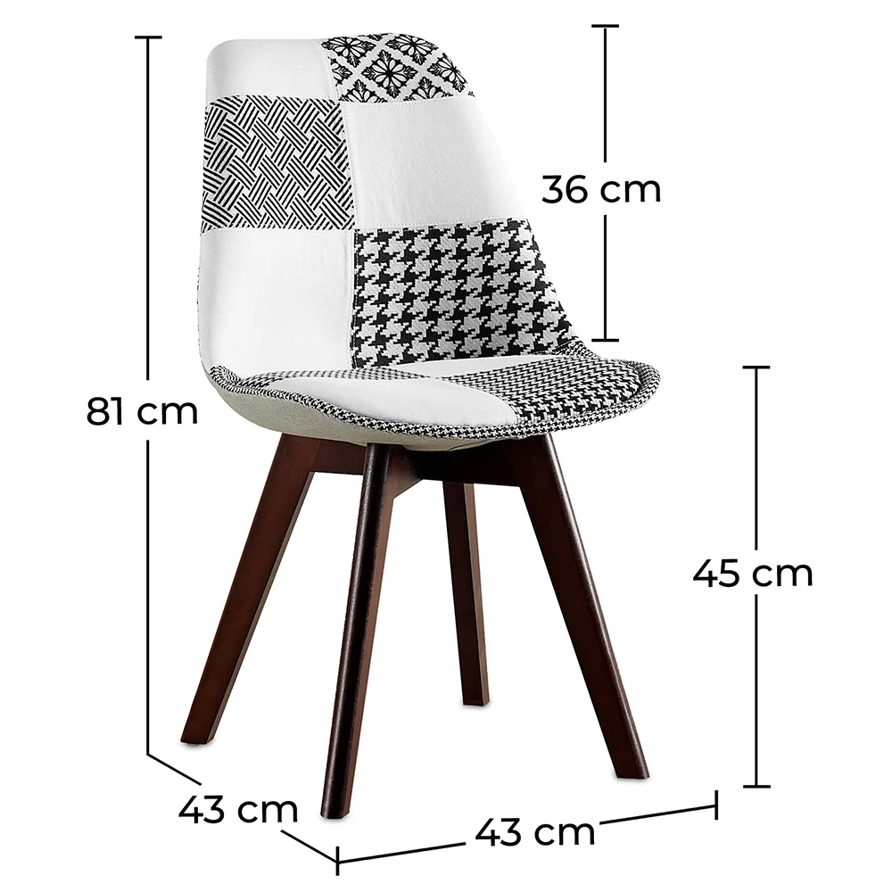 Krzesło do jadalni - tapicerowane w czarno-biały patchwork - New Edition - Sam image 10