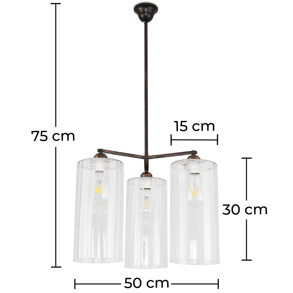 Lampa sufitowa z kryształem - Lampa wisząca - 3 ramiona - Reg image 10