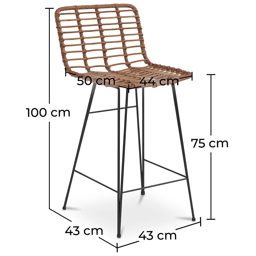Wiklinowy stołek barowy z oparciem - Boho Bali Design - 75cm - Catori image 10