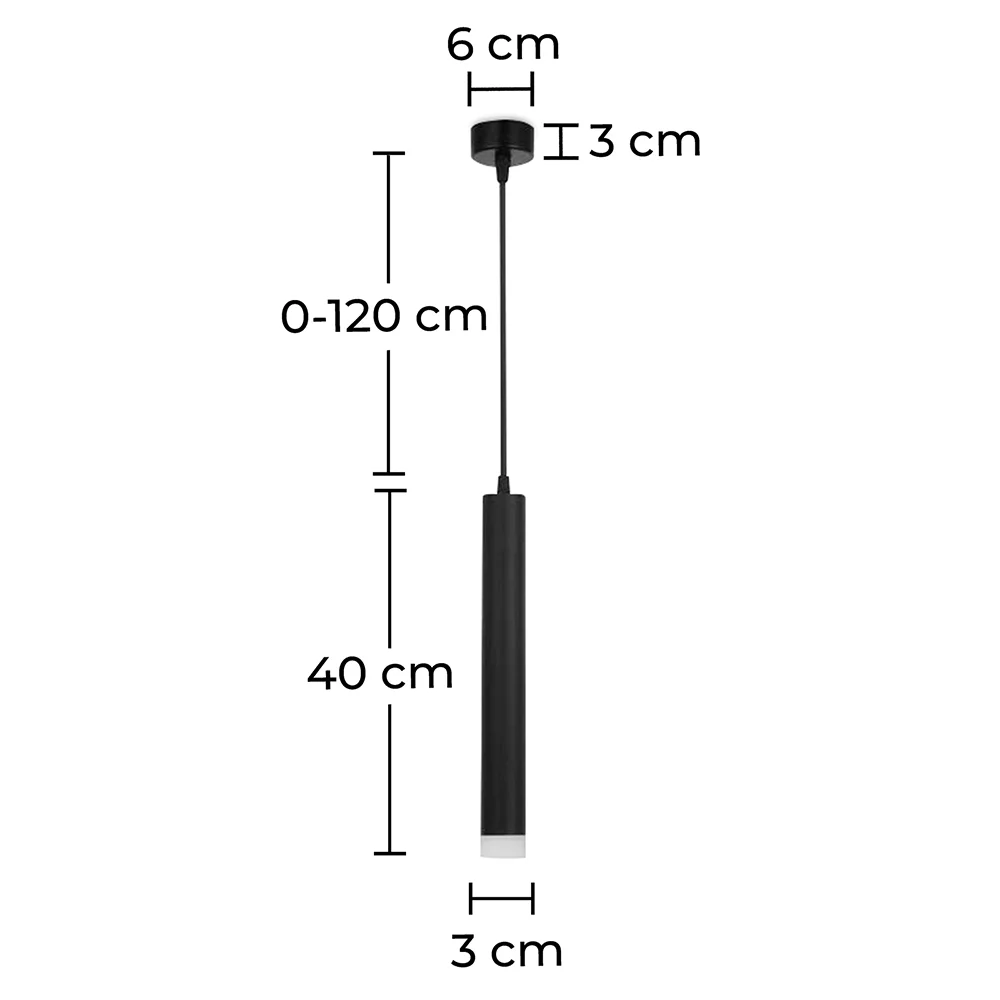 Lampa sufitowa z rurą - lampa wisząca LED - czarna - Bruna image 10