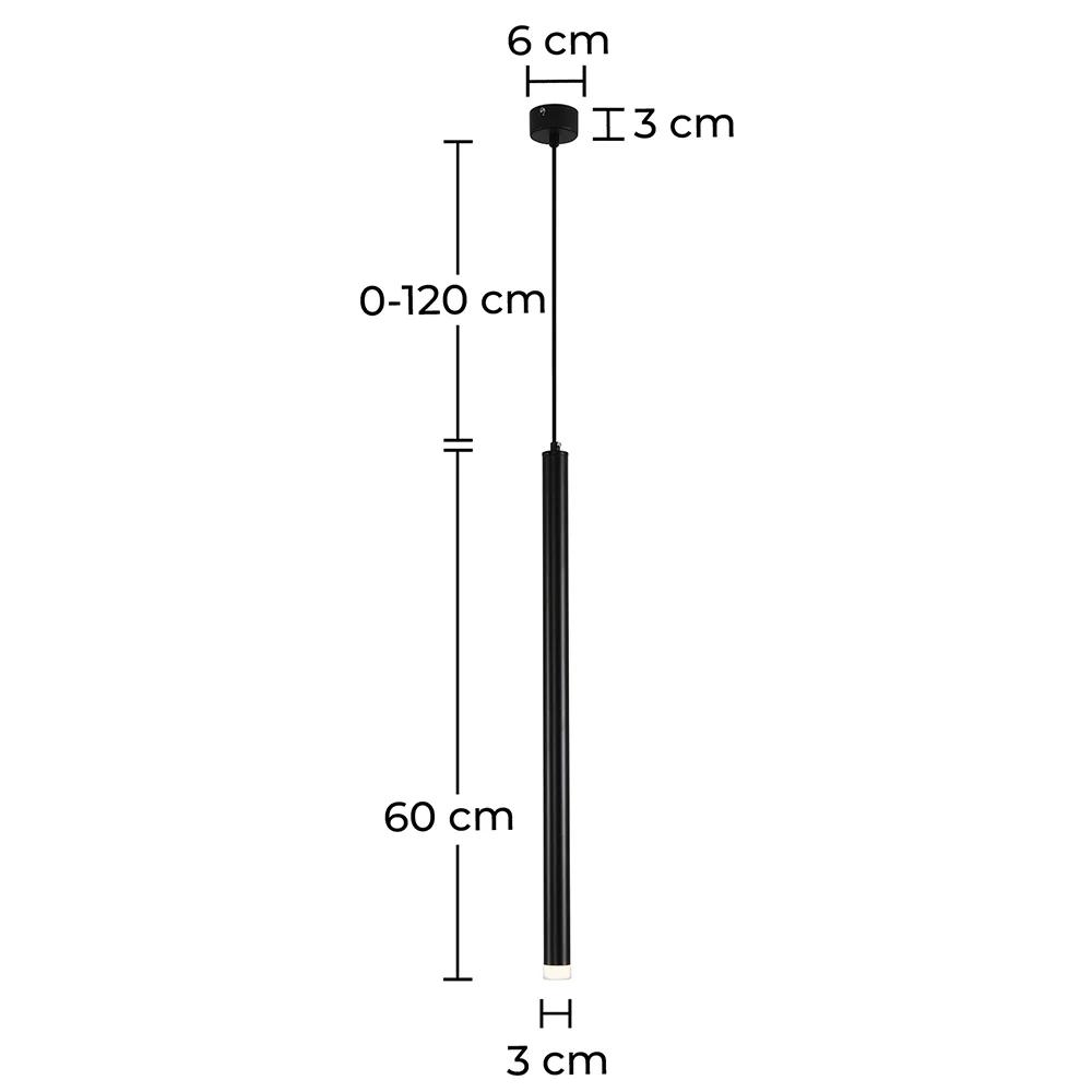 Lampa sufitowa LED Tube - Lampa wisząca w kolorze czarnym - 60 cm - Bruna image 10
