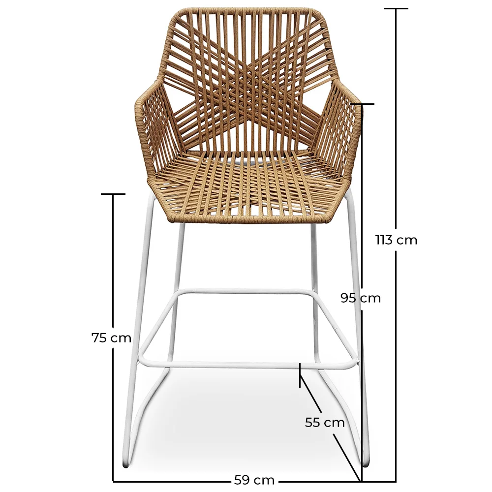 Rattanowy stołek Boho Bali Design - 75cm - Tale image 10