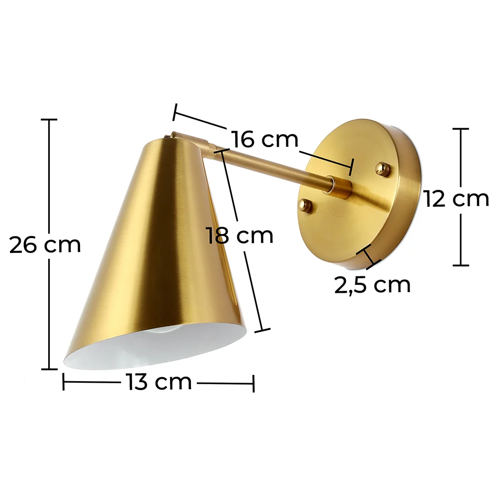 Lampa ścienna - Stożek metalowy - Złoty - Livel image 10