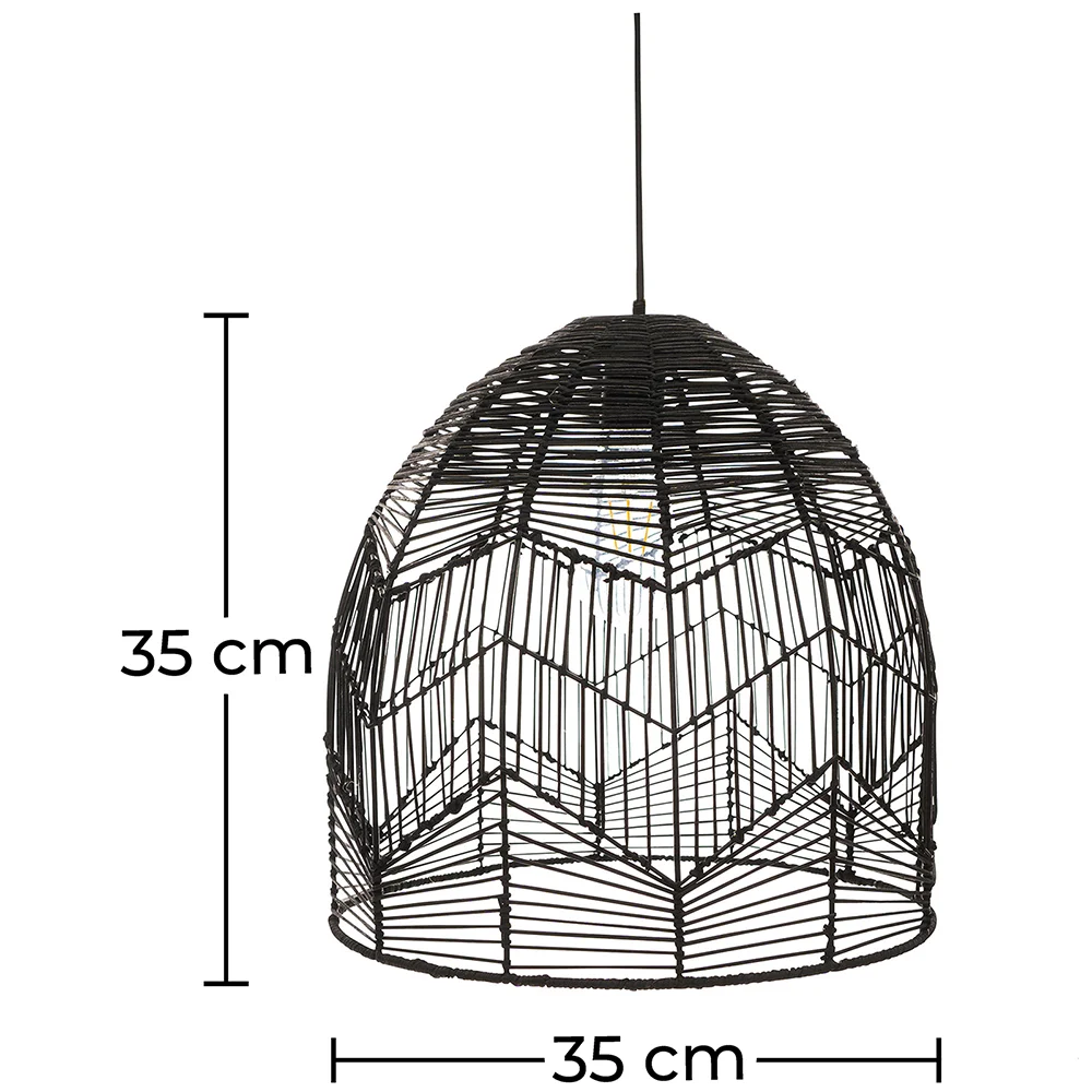 Czarna lampa sufitowa z rattanu - Lampa wisząca w stylu boho Bali - Le image 10