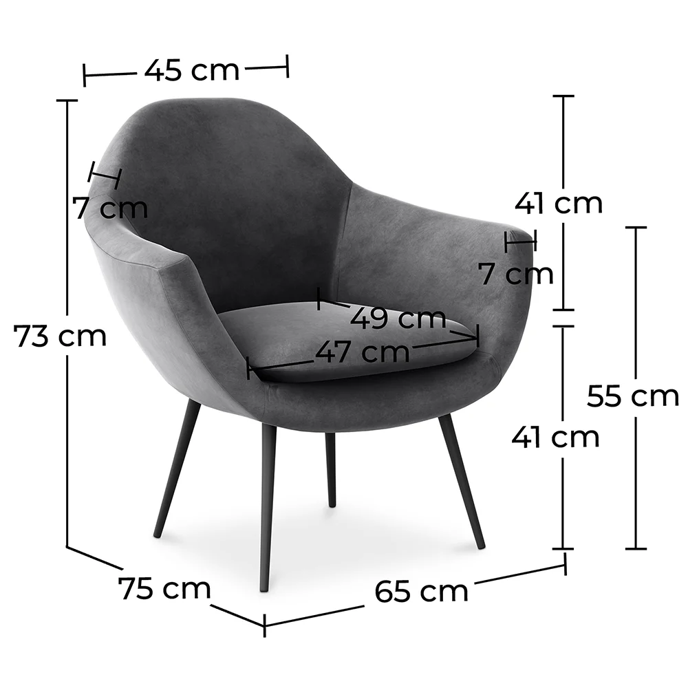 Fotel z podłokietnikami - Aksamitna tapicerka - Eila image 10