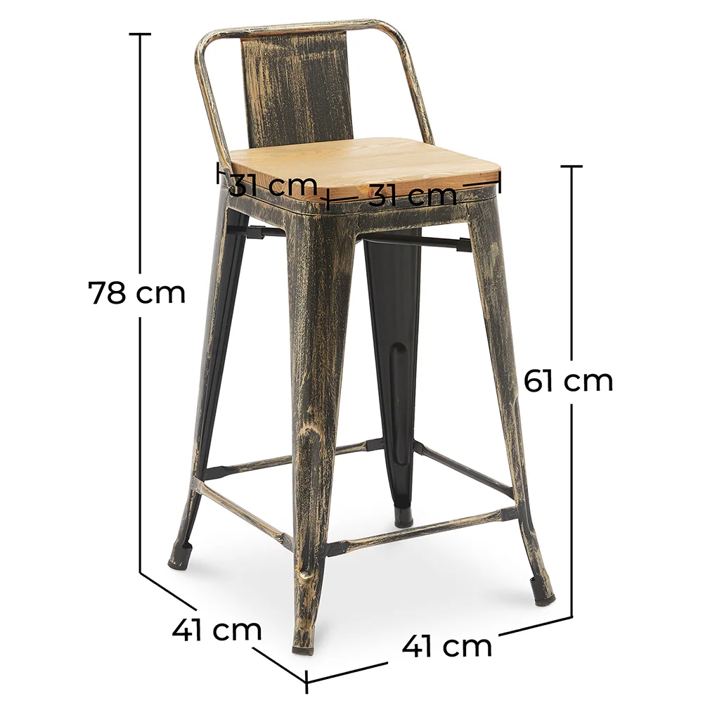 Stołek barowy z oparciem - Wzór przemysłowy - Drewno & Stal - 60cm - Nowa Edycja - Stylix image 10