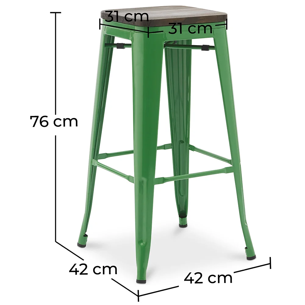 Stołek barowy - Industrial Design - Wood & Steel - 76 cm - New Edition- Stylix image 10