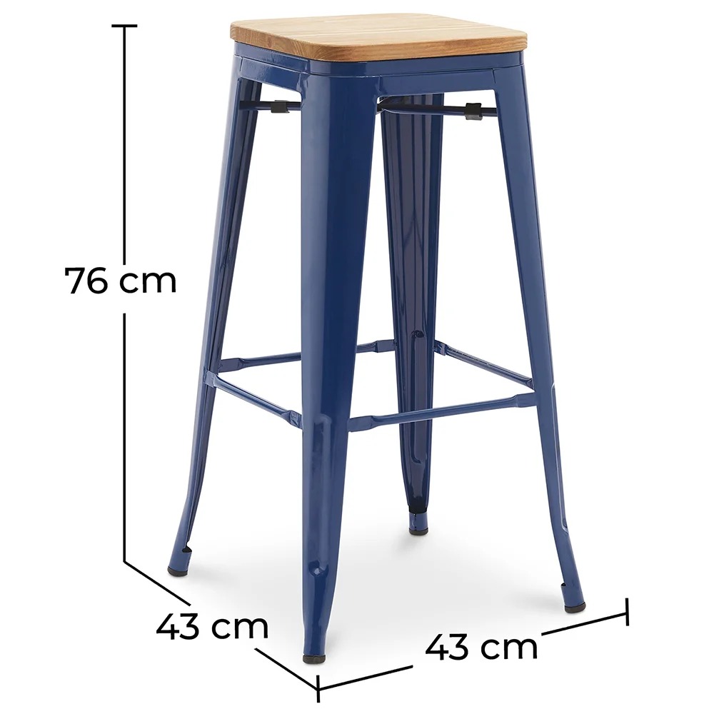 Stołek barowy - Wzór przemysłowy - Drewno & stal - 76cm - Nowa edycja - Stylix image 10