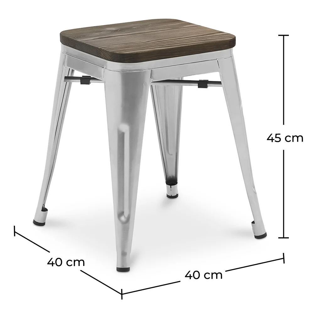 Stołek barowy - Wzór przemysłowy - Drewno i stal - 45 cm - Nowa edycja - Stylix image 10
