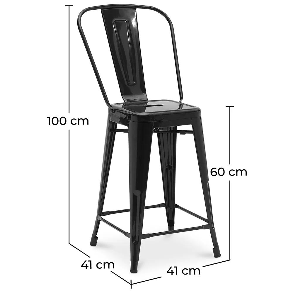 Stołek barowy z oparciem - Industrial Design - 60cm - New Edition - Stylix image 10