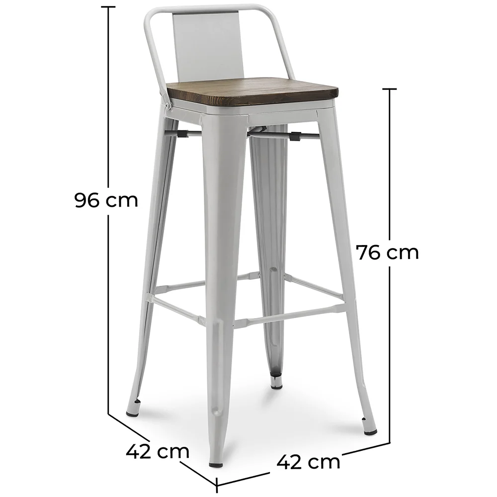 Stołek barowy - Industrial Design - Wood & Steel - 76cm - Stylix image 10