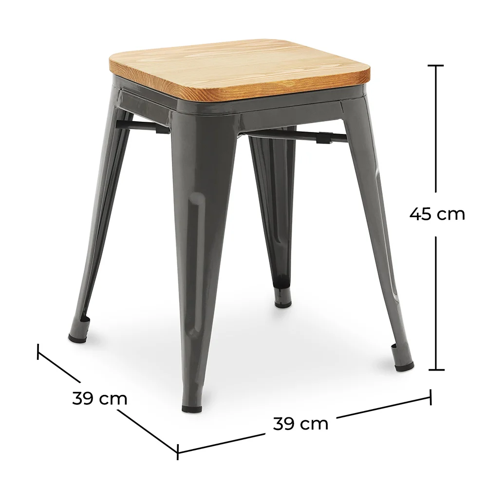 Stołek Industrial Design - Wood & Steel - 45cm - New Edition - Stylix image 10