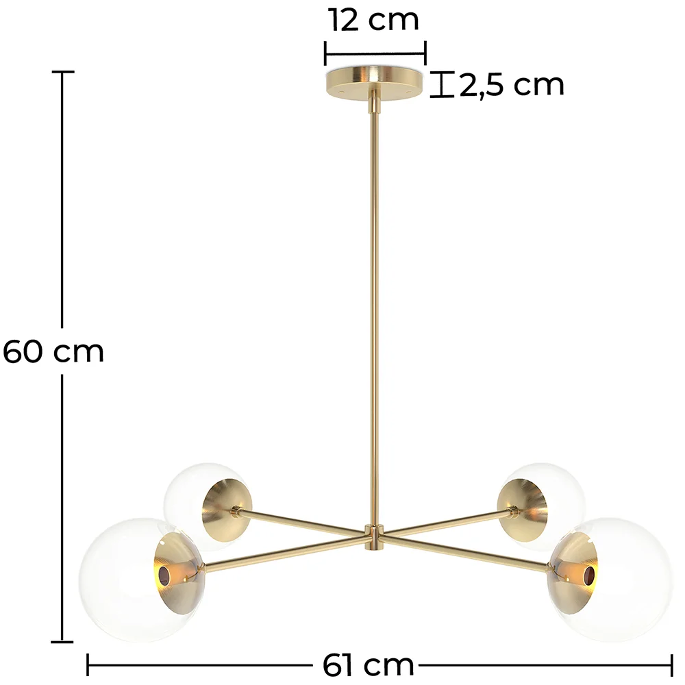 Złota lampa sufitowa - Lampa wisząca z designem - 4 ramiona - Luba image 10