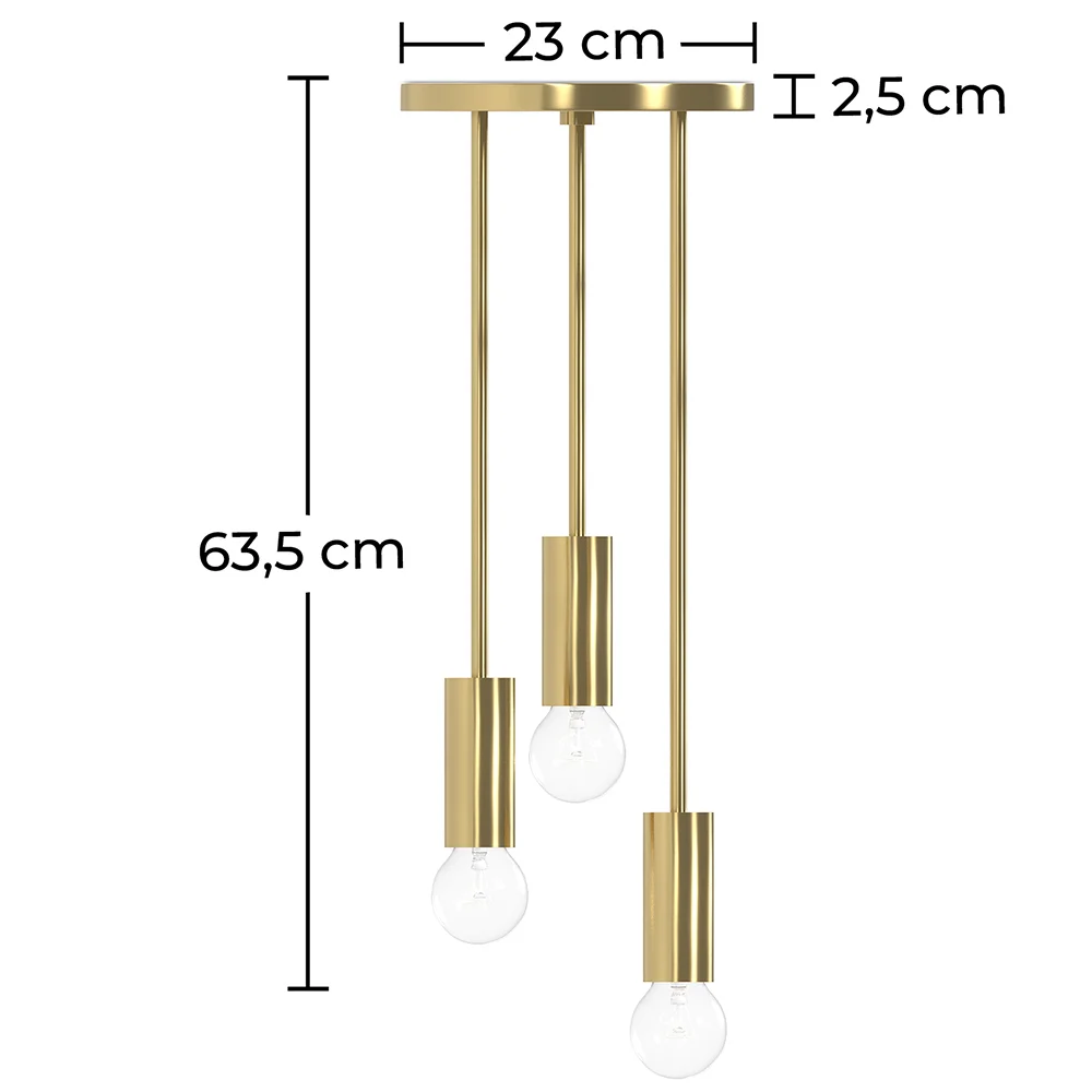 Złota lampa sufitowa - Lampa wisząca 3-ramienna - Troy image 10