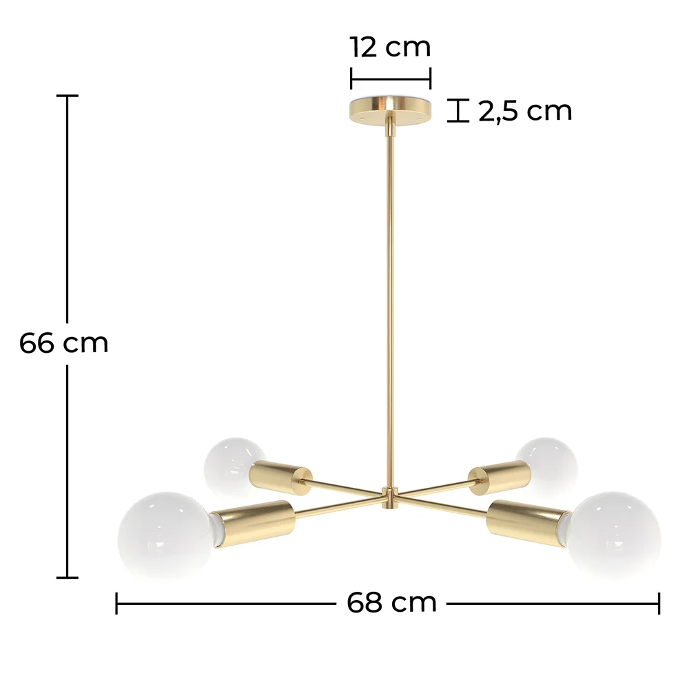 Złota lampa sufitowa - Lampa wisząca z designem - 4 ramiona - Retan image 10
