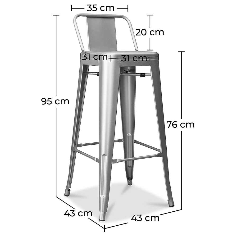 Stołek barowy z oparciem - Industrial Design - 76cm - New Edition - Stylix image 10