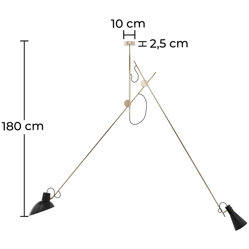 Lampa sufitowa z lampką biurkową - Lampa wisząca - 2 ramiona - Pats image 10