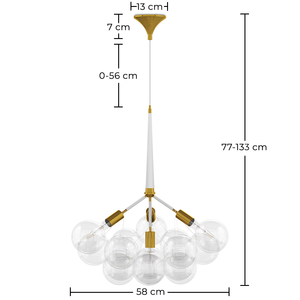 Lampa sufitowa z kryształowymi kulkami - Lampa wisząca w stylu nowoczesnym - 12 kul - Glaub image 10