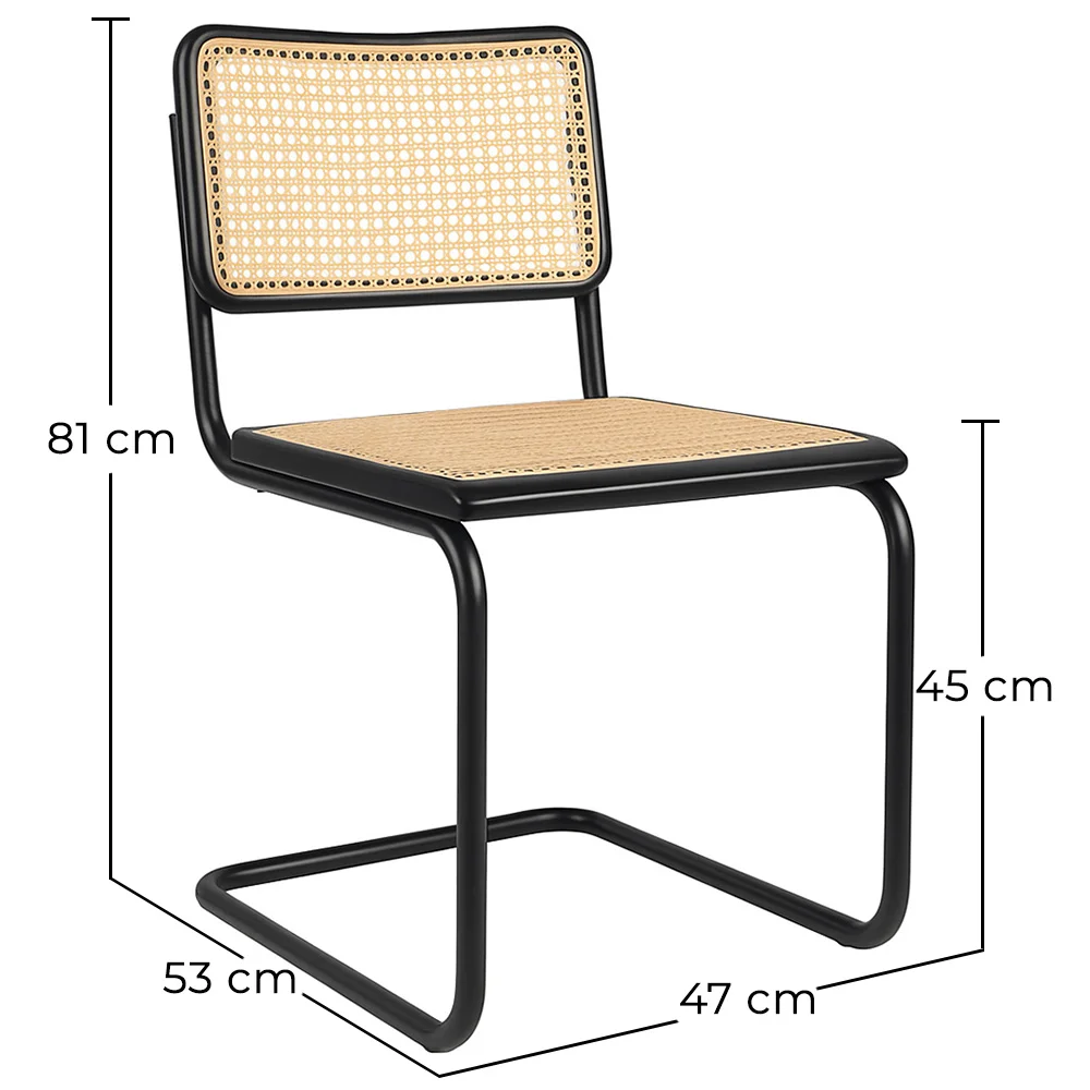 Krzesło do jadalni - Vintage Design - Drewno i naturalny rattan - Czarny - Bastral image 10
