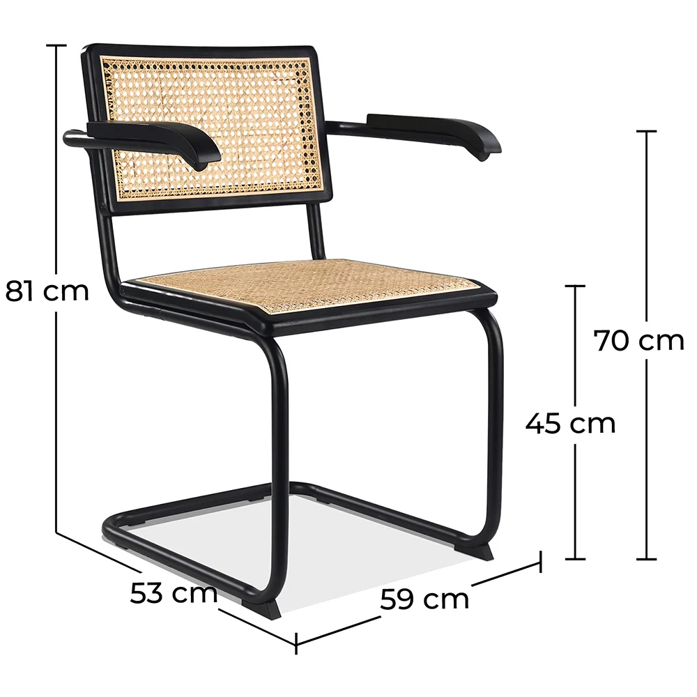 Krzesło do jadalni z podłokietnikami - Vintage - drewno i rattan - Bastral image 10