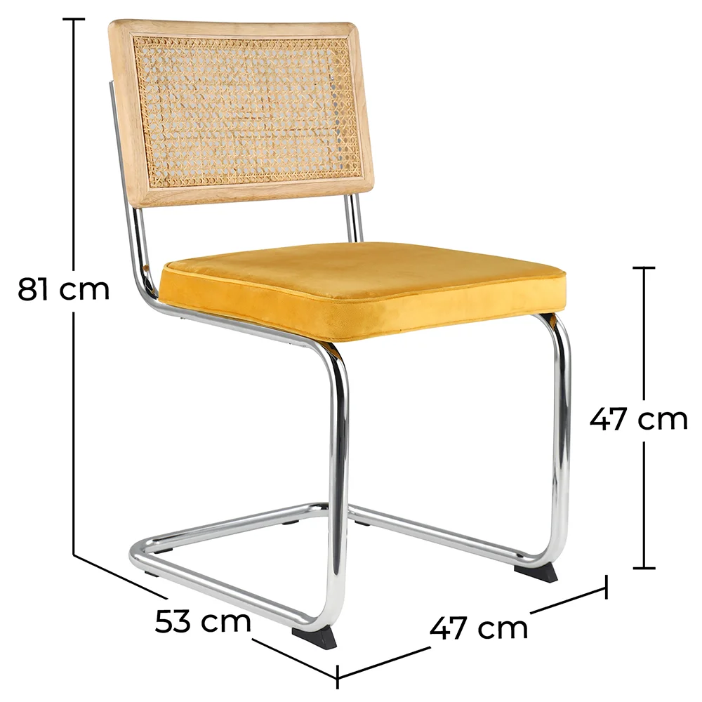 Krzesło do jadalni - tapicerowane aksamitem - drewno i rattan - Martha image 10