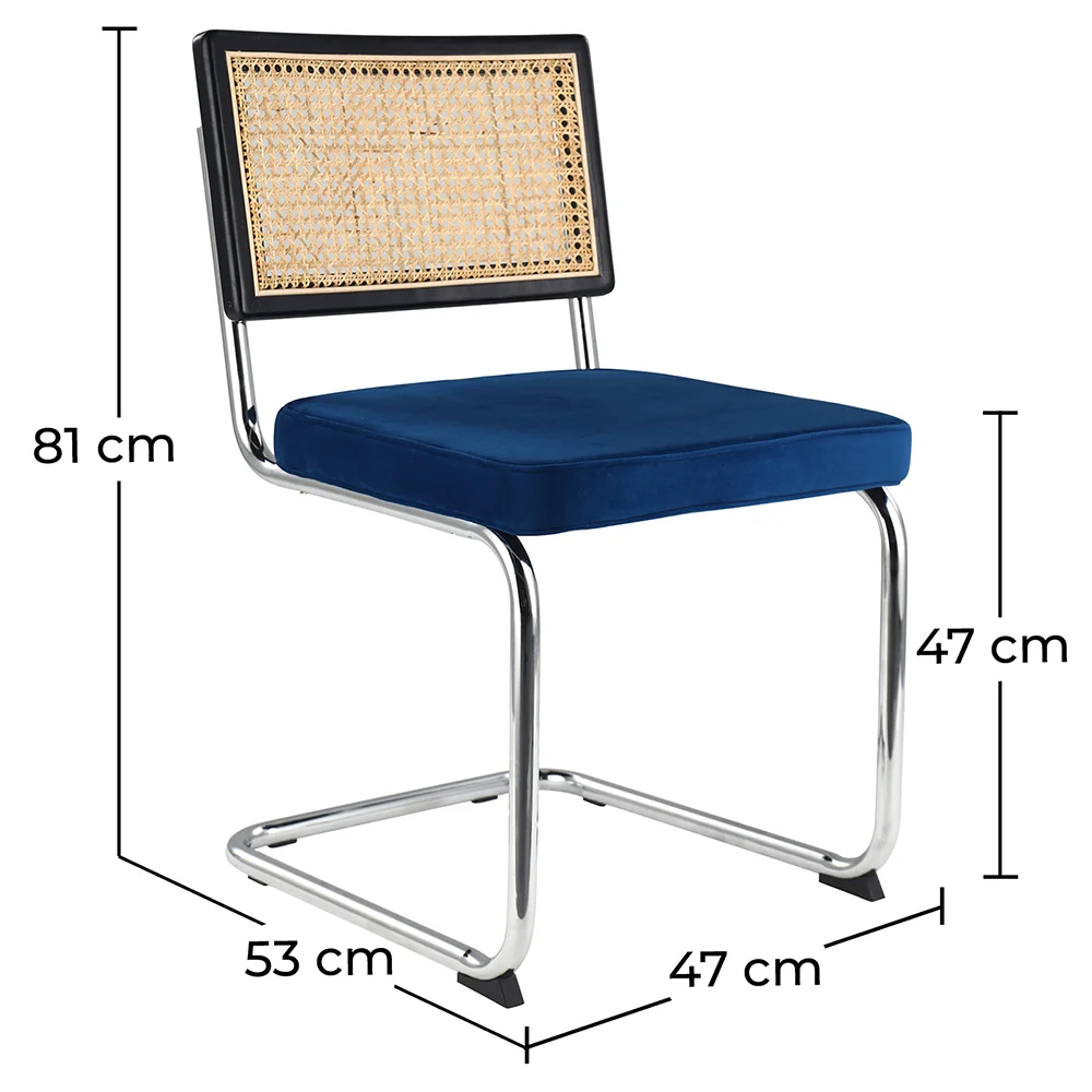 Krzesło do jadalni - tapicerowane aksamitem - drewno i rattan - Hyre image 10