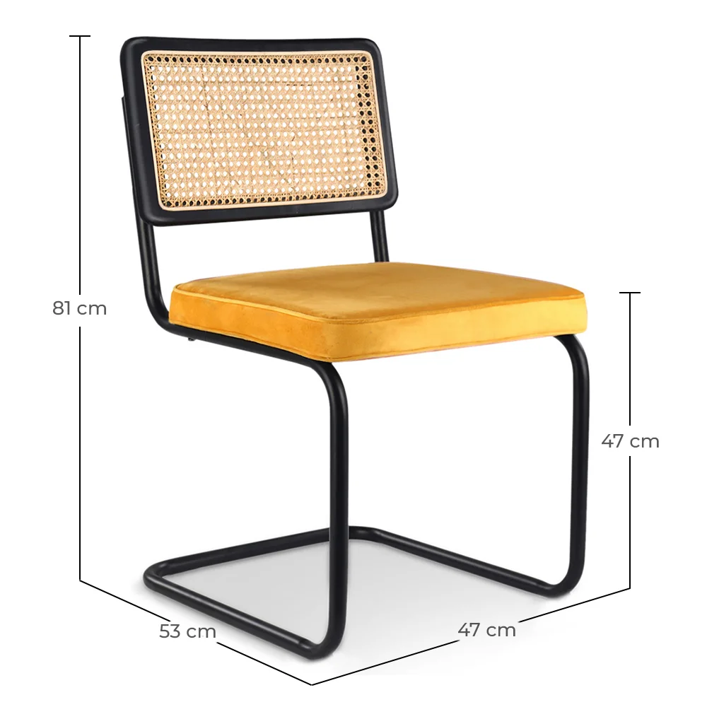 Krzesło do jadalni - tapicerowane aksamitem - drewno i rattan - Puila image 10