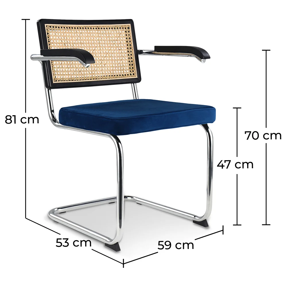 Krzesło do jadalni z podłokietnikami - Aksamitna tapicerka - Drewno & Rattan - Hyre image 10