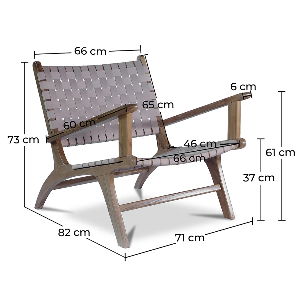 Fotel Salonowy z Podłokietnikami - Fotel Boho Bali Design - Drewno i Len - Recia image 10