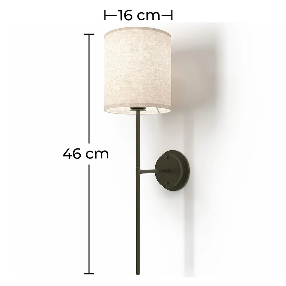 Lampa Ścienna - Czarna z Abażurem z Tkaniny - Dena image 10
