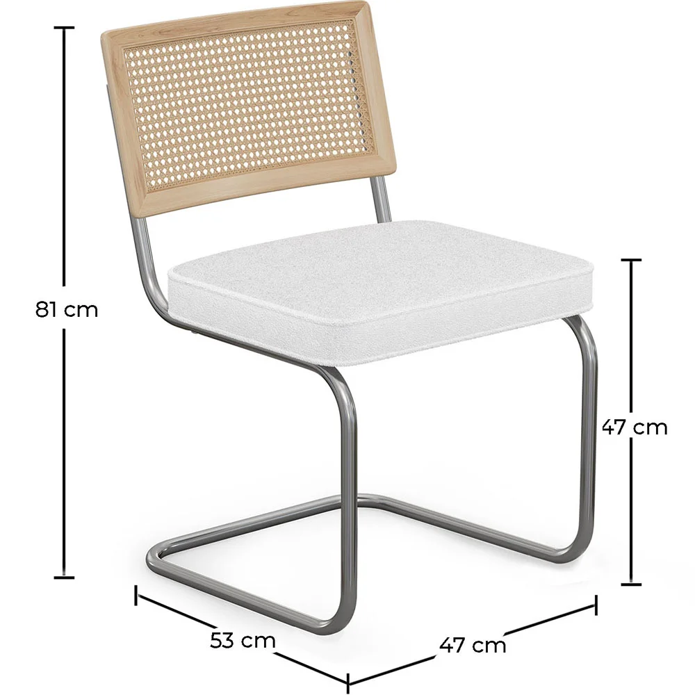 Krzesło do jadalni - tapicerowane tkaniną bouclé - drewno i rattan - Birey image 10