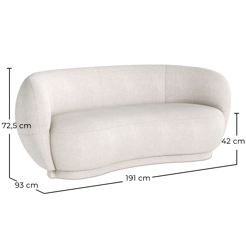 Sofa zakrzywiona 3-osobowa w tkaninie bouclé - Curvy image 10