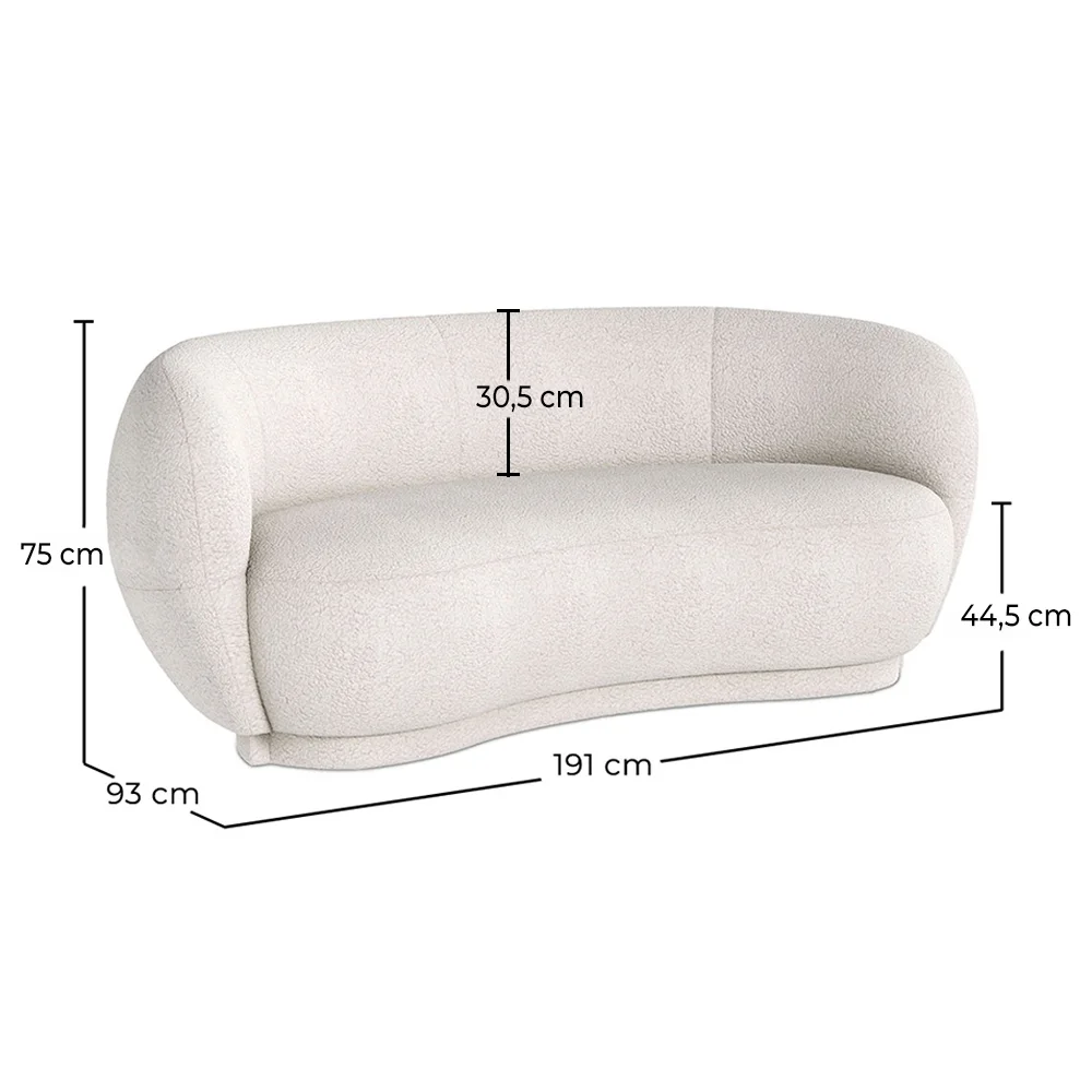 Sofa zakrzywiona 3-osobowa w tkaninie bouclé - Curvy image 10