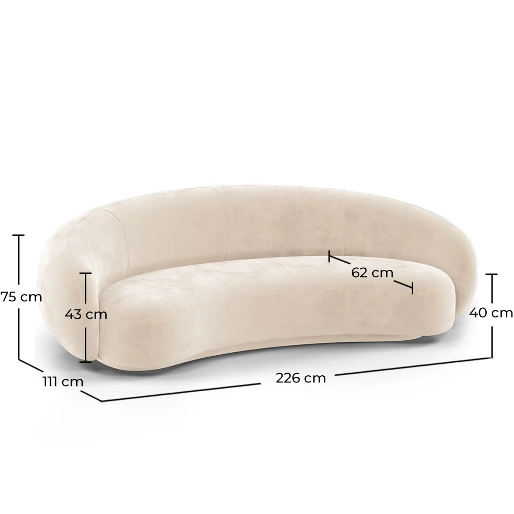 Zakrzywiona sofa z aksamitu - 3/4 miejsca siedzące - Souta image 10