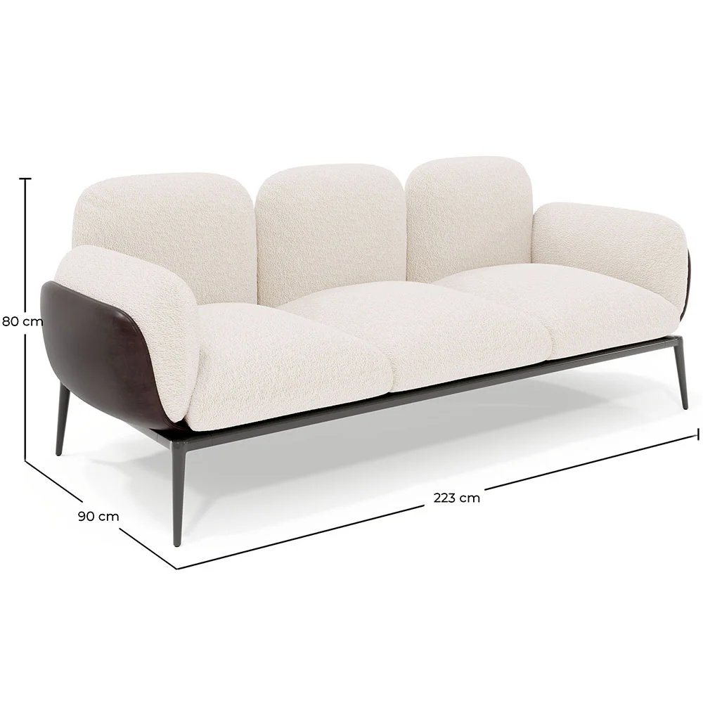 Sofa trzyosobowa - Tapicerka z tkaniny bouclé - Vandan image 10