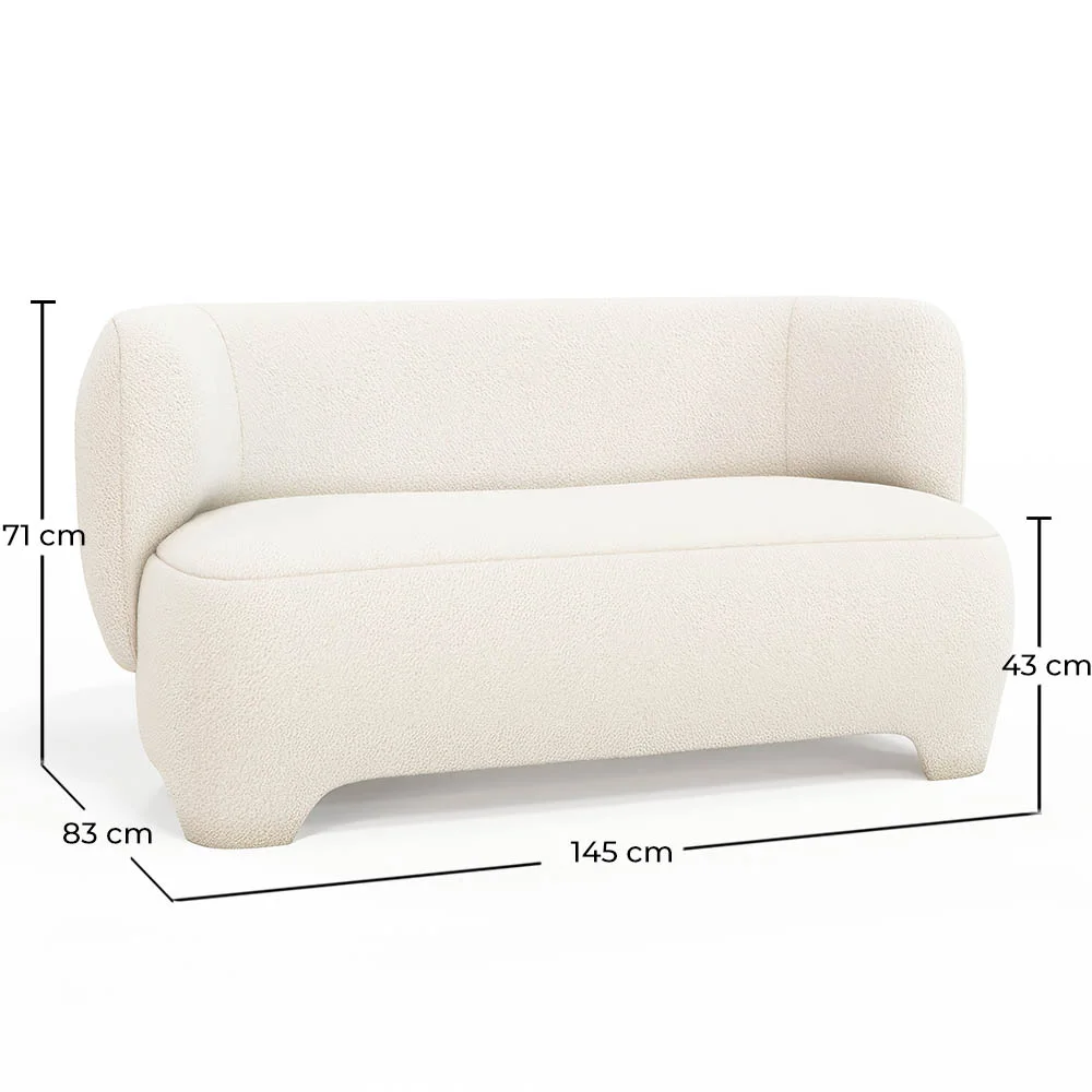 Sofa 2/3 Miejscowe - Tapicerowane w Tkaninę Bouclé - Magnolia image 10