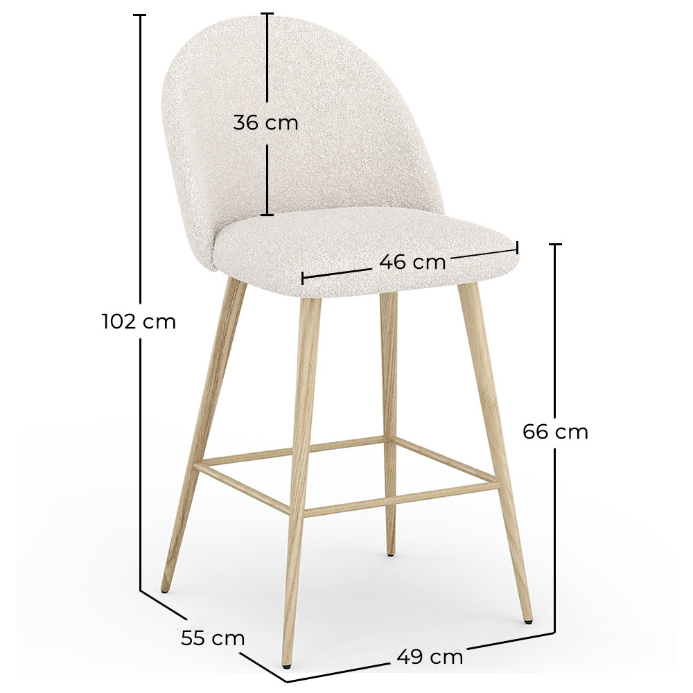 Stołek tapicerowany tkaniną Bouclé - Skandynawski Design - 66cm - Evelyne image 10