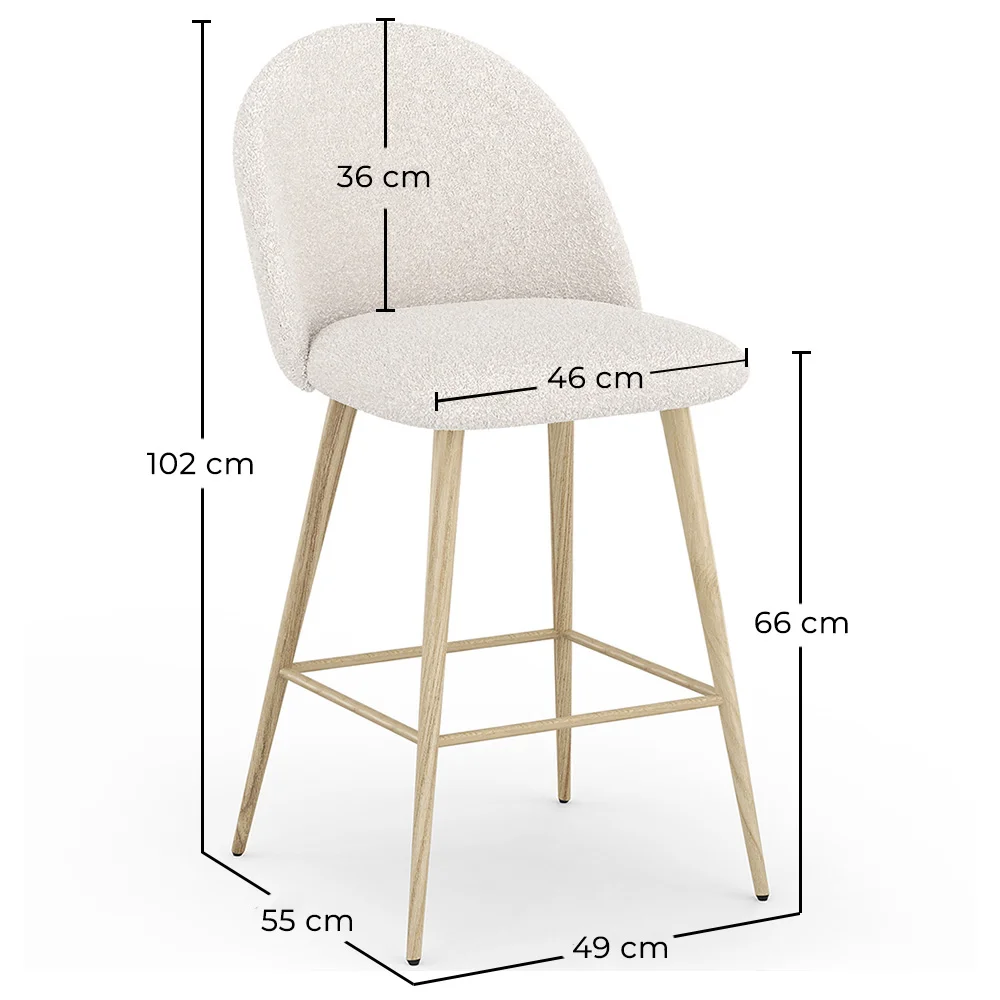 Stołek tapicerowany tkaniną Bouclé - Skandynawski Design - 66cm - Evelyne image 10