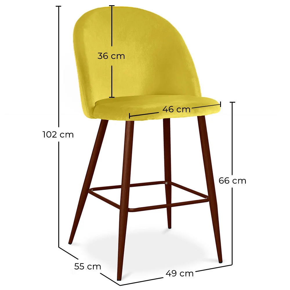 Stołek z aksamitną tapicerką - Scandinavian Design - 66cm - Evelyne image 10