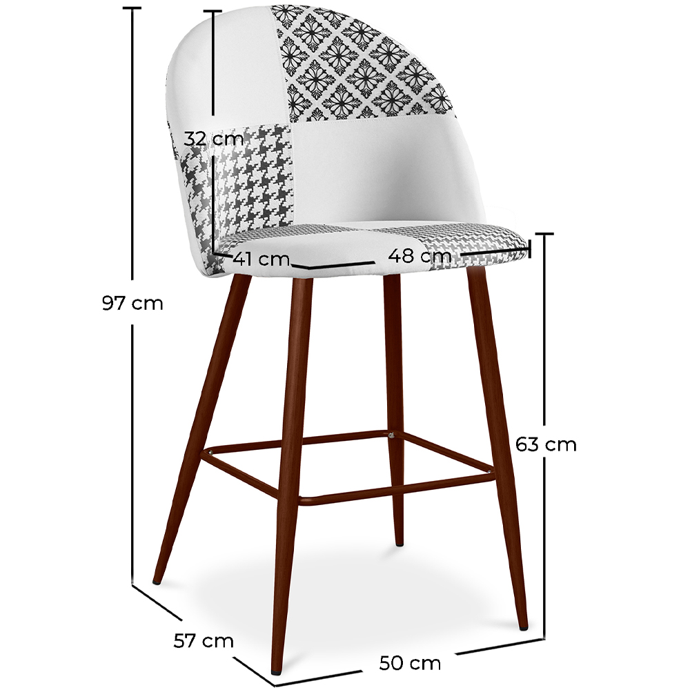 Patchworkowy taboret - styl skandynawski - czarno-biały - 63cm- Evelyne image 10