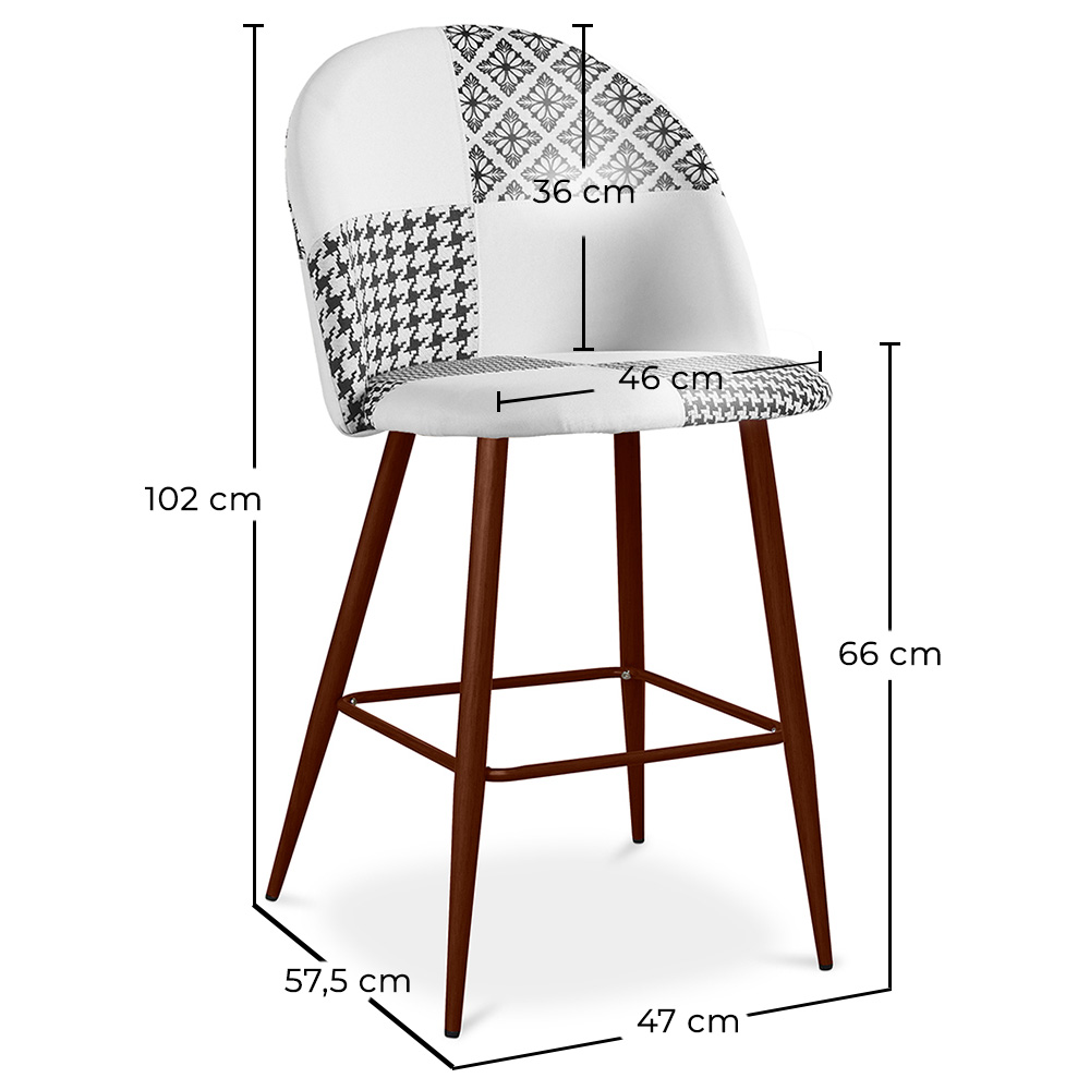 Patchworkowy taboret - styl skandynawski - czarno-biały - 66cm - Evelyne image 10