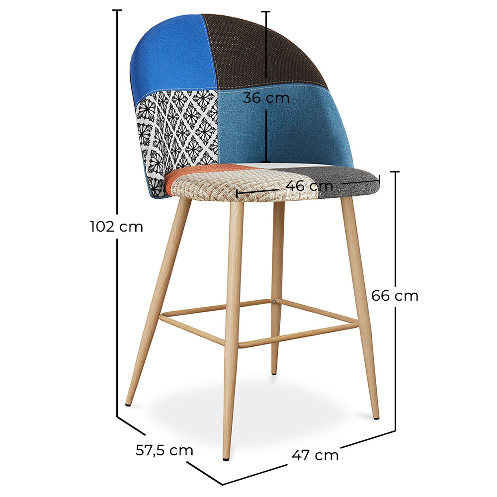 Patchworkowy stołek tapicerowany - styl skandynawski - 66cm - Evelyne image 10